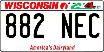 WI license plate 882NEC