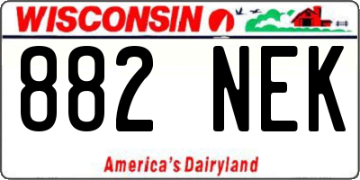 WI license plate 882NEK