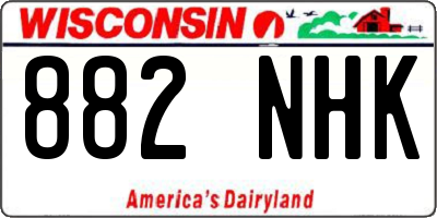 WI license plate 882NHK