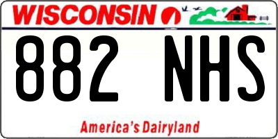 WI license plate 882NHS