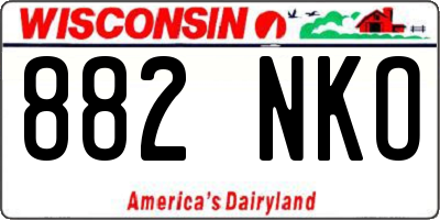 WI license plate 882NKO