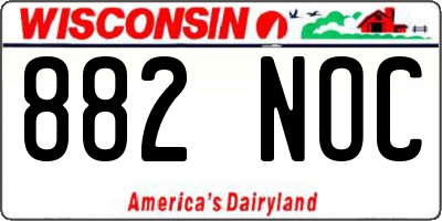 WI license plate 882NOC