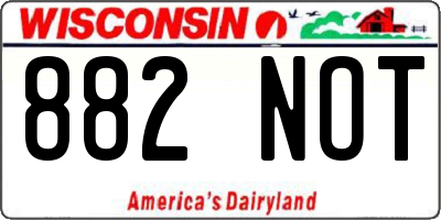 WI license plate 882NOT