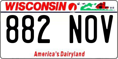 WI license plate 882NOV