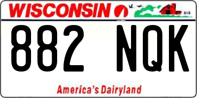 WI license plate 882NQK