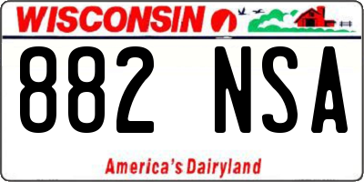 WI license plate 882NSA