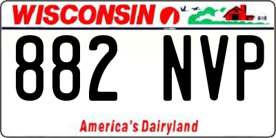 WI license plate 882NVP
