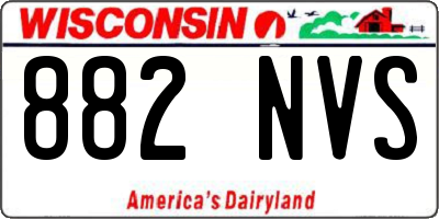 WI license plate 882NVS