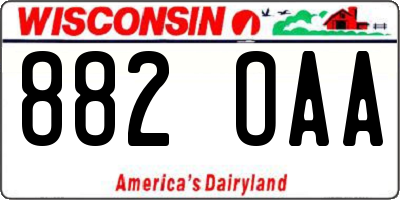 WI license plate 882OAA