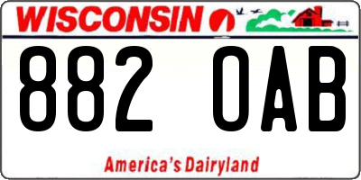 WI license plate 882OAB