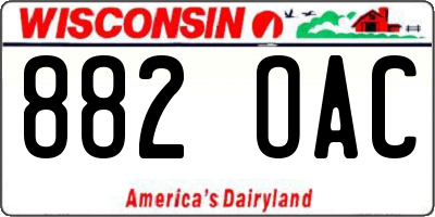 WI license plate 882OAC