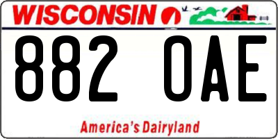 WI license plate 882OAE