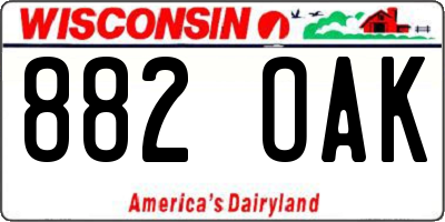WI license plate 882OAK