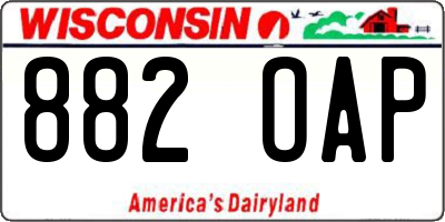 WI license plate 882OAP