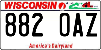 WI license plate 882OAZ