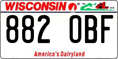 WI license plate 882OBF