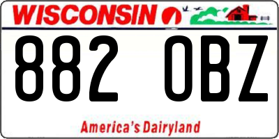 WI license plate 882OBZ