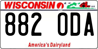 WI license plate 882ODA