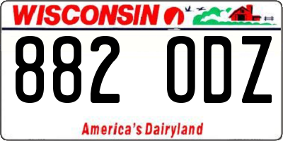 WI license plate 882ODZ