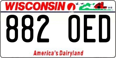 WI license plate 882OED