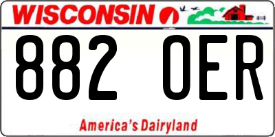 WI license plate 882OER