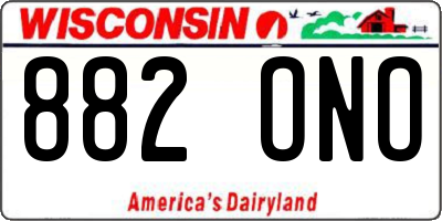 WI license plate 882ONO