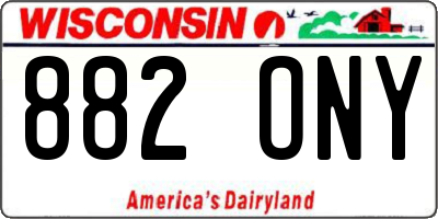 WI license plate 882ONY