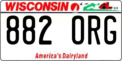 WI license plate 882ORG