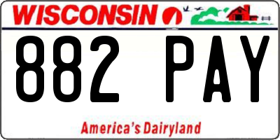 WI license plate 882PAY