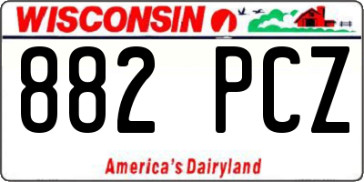 WI license plate 882PCZ