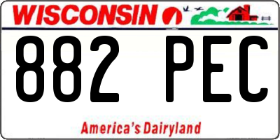 WI license plate 882PEC