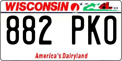 WI license plate 882PKO
