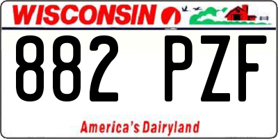 WI license plate 882PZF