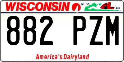 WI license plate 882PZM