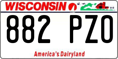 WI license plate 882PZO