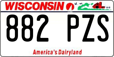 WI license plate 882PZS