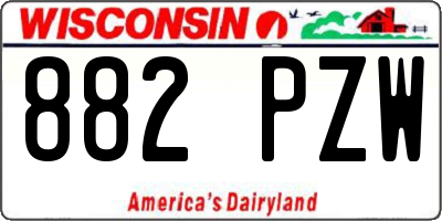 WI license plate 882PZW