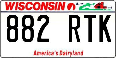 WI license plate 882RTK