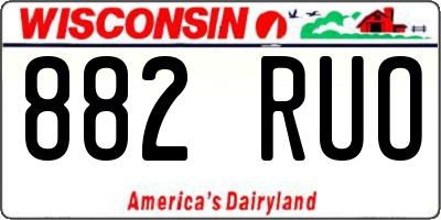 WI license plate 882RUO