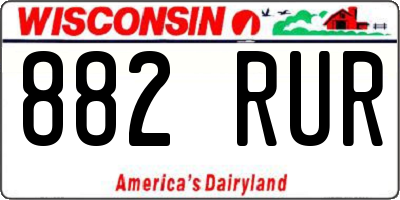 WI license plate 882RUR