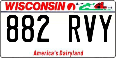 WI license plate 882RVY