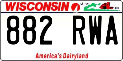 WI license plate 882RWA