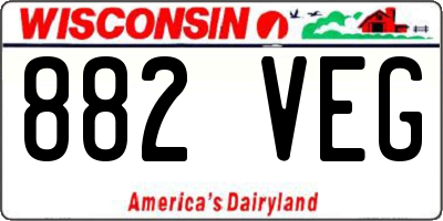 WI license plate 882VEG