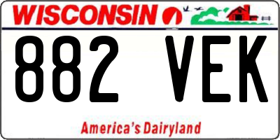 WI license plate 882VEK