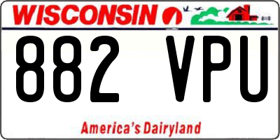 WI license plate 882VPU