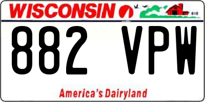 WI license plate 882VPW