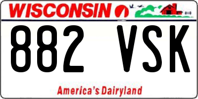 WI license plate 882VSK