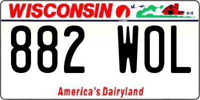 WI license plate 882WOL