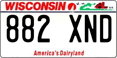 WI license plate 882XND