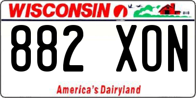 WI license plate 882XON